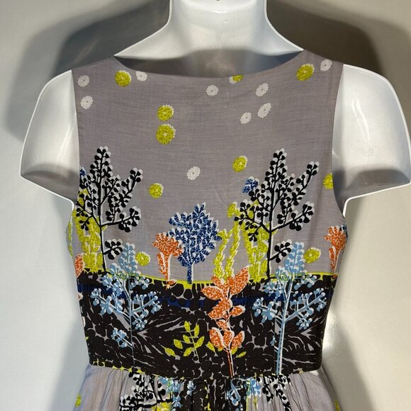 Frock Shop SZ M Light Gray Print Dress 60"s Feminine Art to Wear Vintage - Picture 4 of 7